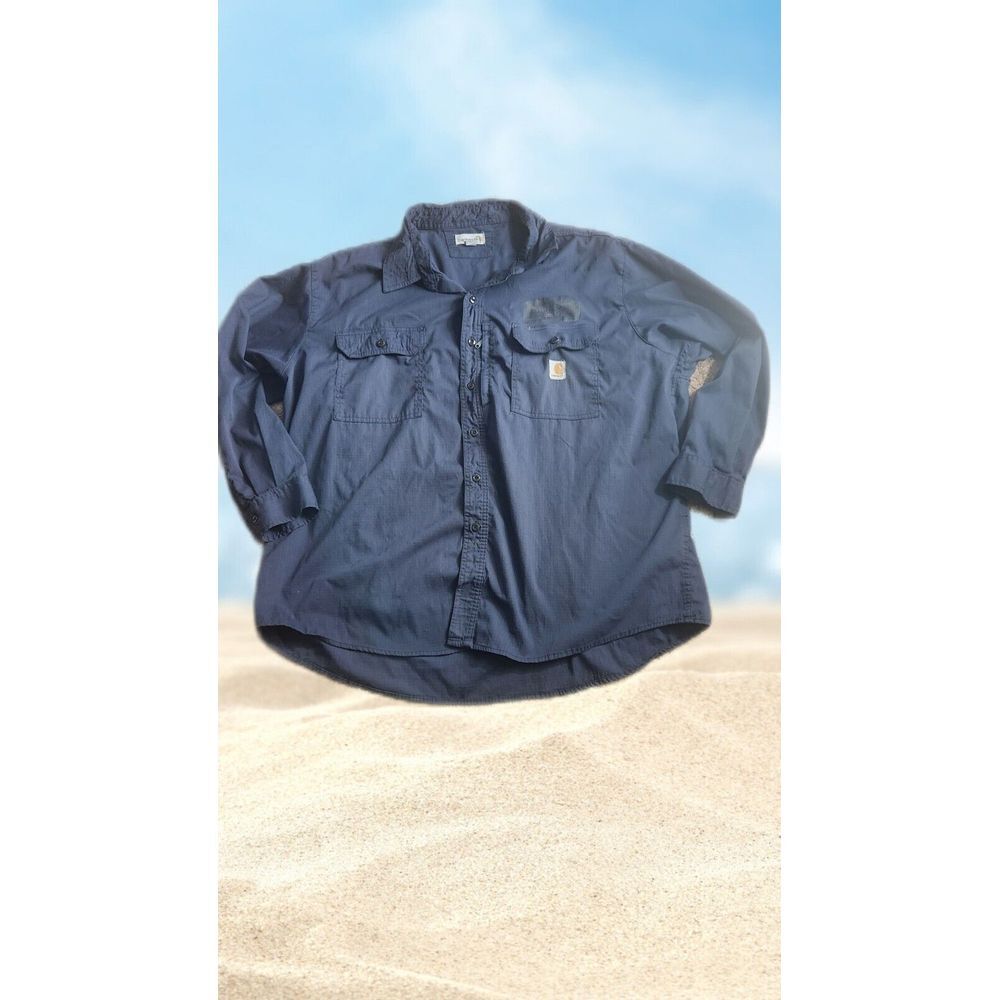Carhartt Ripstop Shirt Mens 3XL Blue‎ Long Sleeves Vented Workwear 396-20